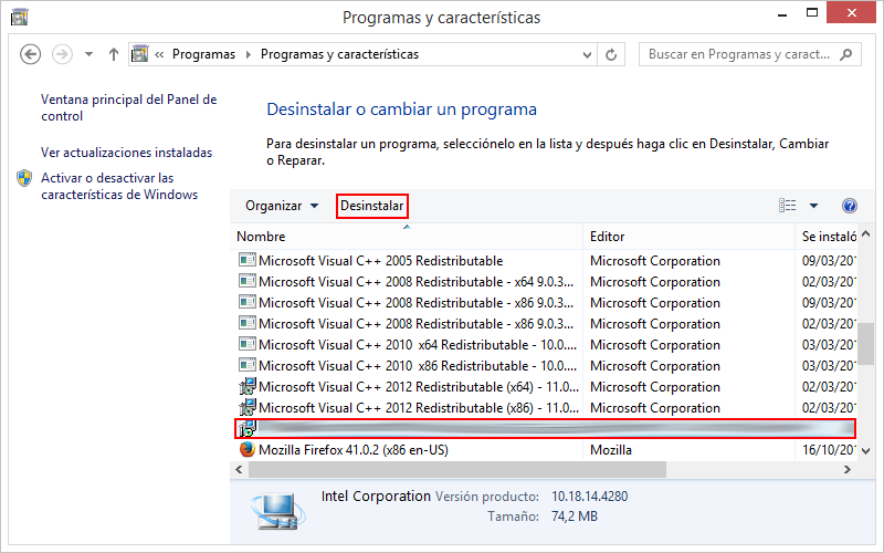 Desinstalar un programa