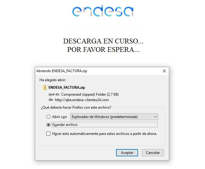 Endesa_Factura.zip adjunto en el correo de phishing Endesa_Factura.zip adjunto en el correo de phishing