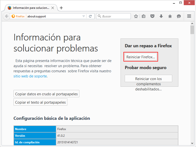 Reiniciar Firefox 2
