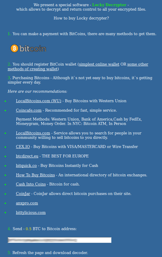 Guía de compra Locky Decrypter adaptada por los estafadores Guía de compra Locky Decrypter adaptada por los estafadores